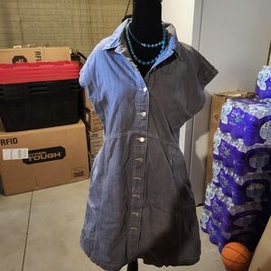 Gray Button-Up Dress